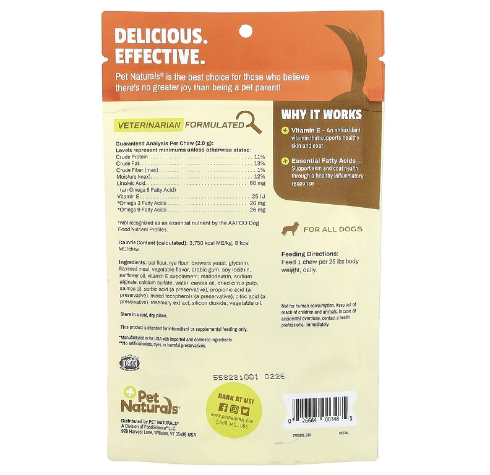 Pet Naturals, Кожа + мех, для собак, 30 жевательных таблеток, 2,12 унции (60 г)