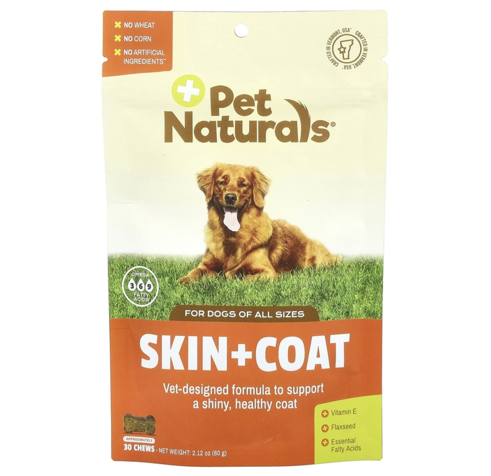 Pet Naturals, Кожа + мех, для собак, 30 жевательных таблеток, 2,12 унции (60 г)