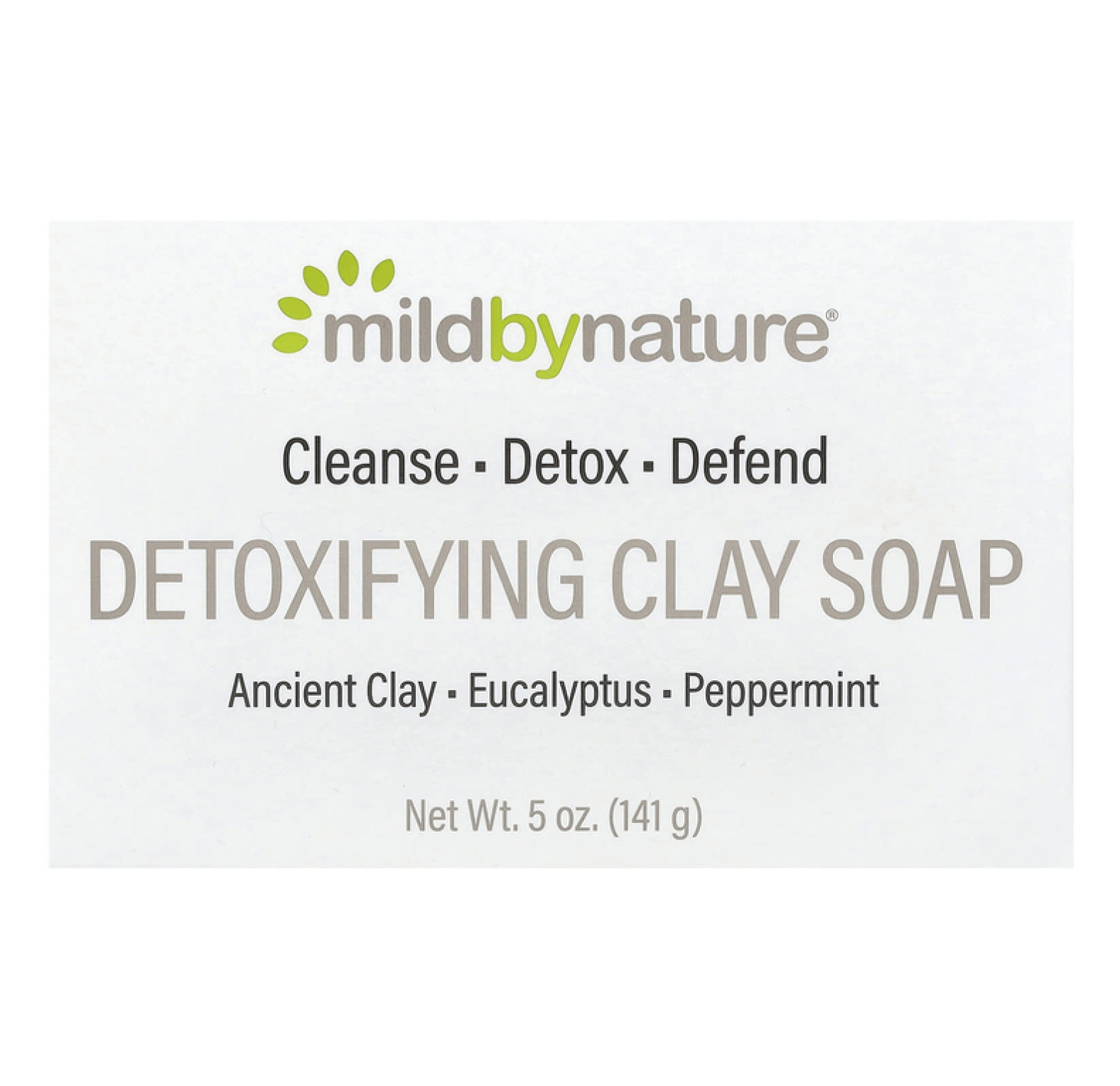 Mild By Nature, очищающее кусковое мыло с глиной, с ароматом эвкалипта и перечной мяты, с ископаемой глиной, 141 г (5 унций)