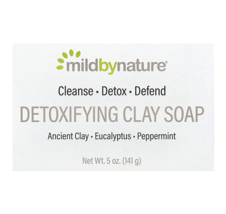 Mild By Nature, очищающее кусковое мыло с глиной, с ароматом эвкалипта и перечной мяты, с ископаемой глиной, 141 г (5 унций)