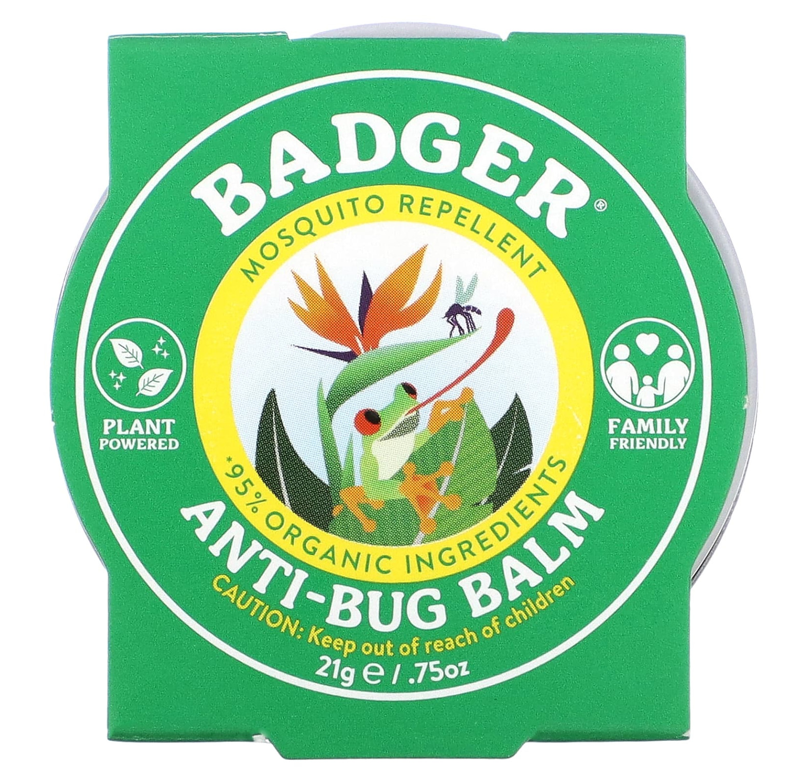 Badger, Бальзам для защиты от насекомых с цитронеллой и розмарином, 21 г (0,75 унции)
