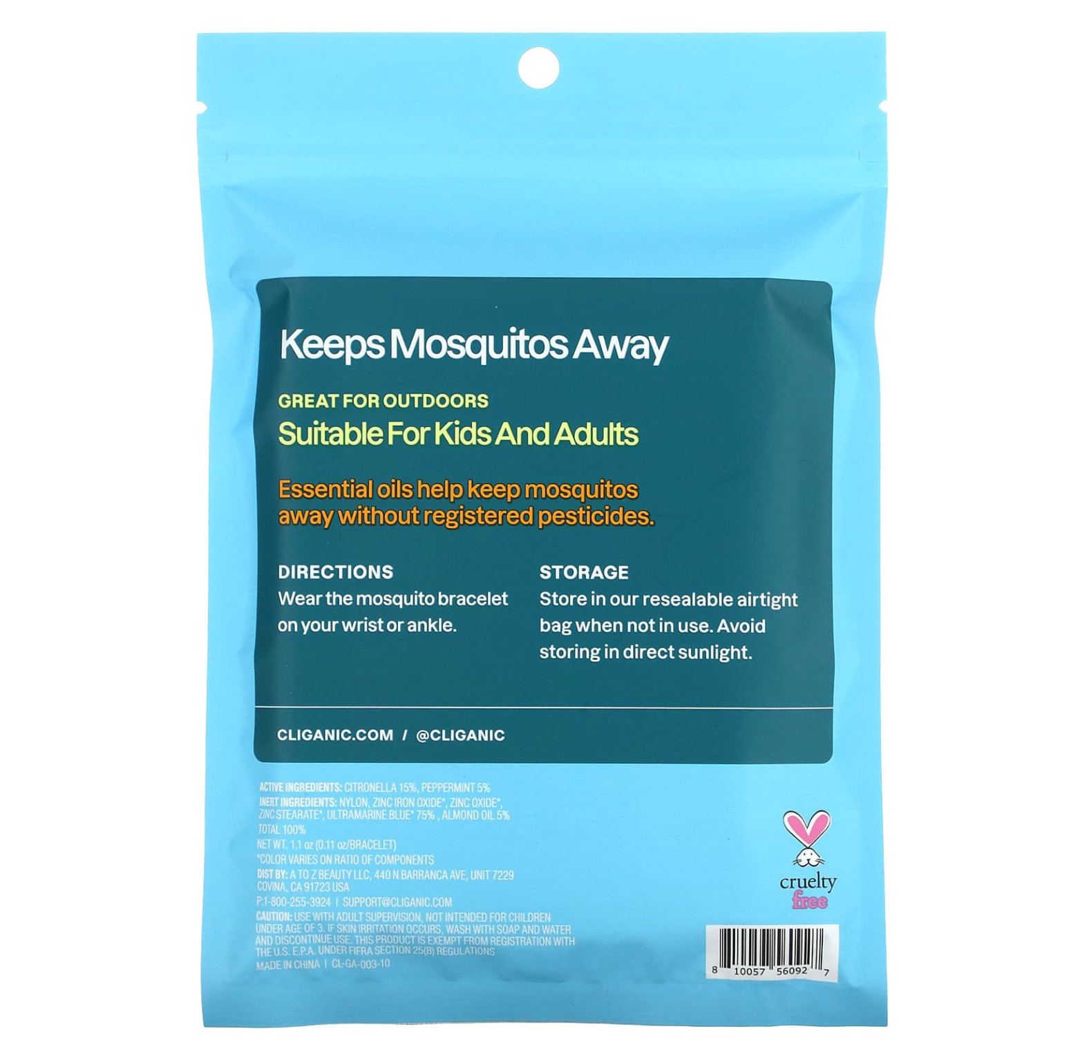 Cliganic, Браслет от комаров, универсальный размер, 10 браслетов