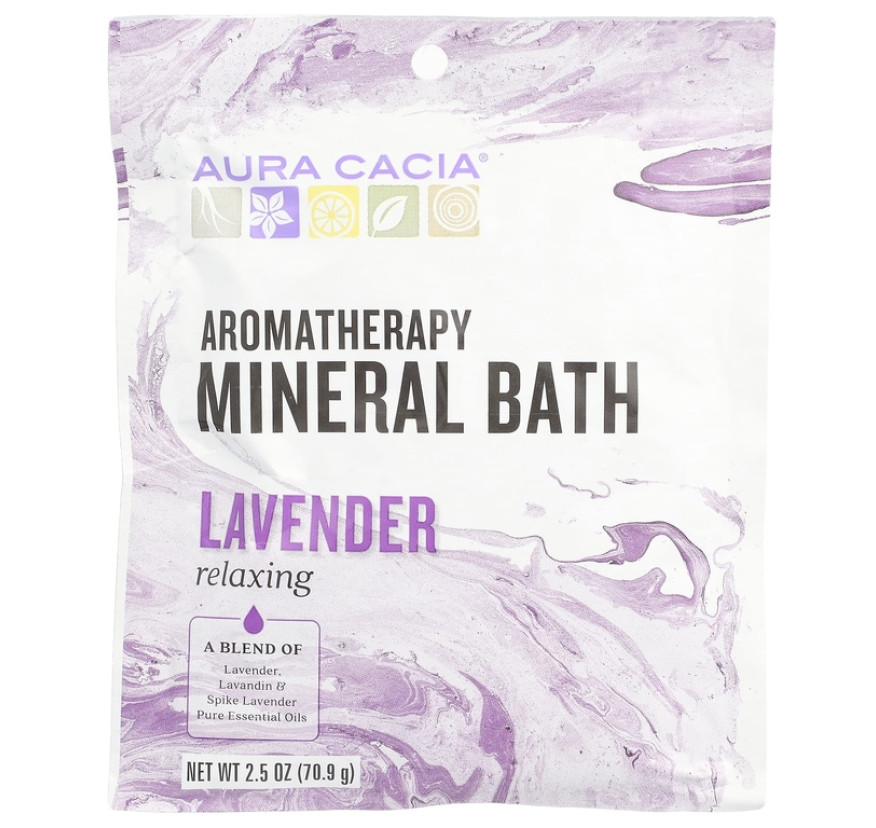 Aura Cacia, Aromatherapy Mineral Bath, расслабляющая лаванда, 70,9 г (2,5 унций)