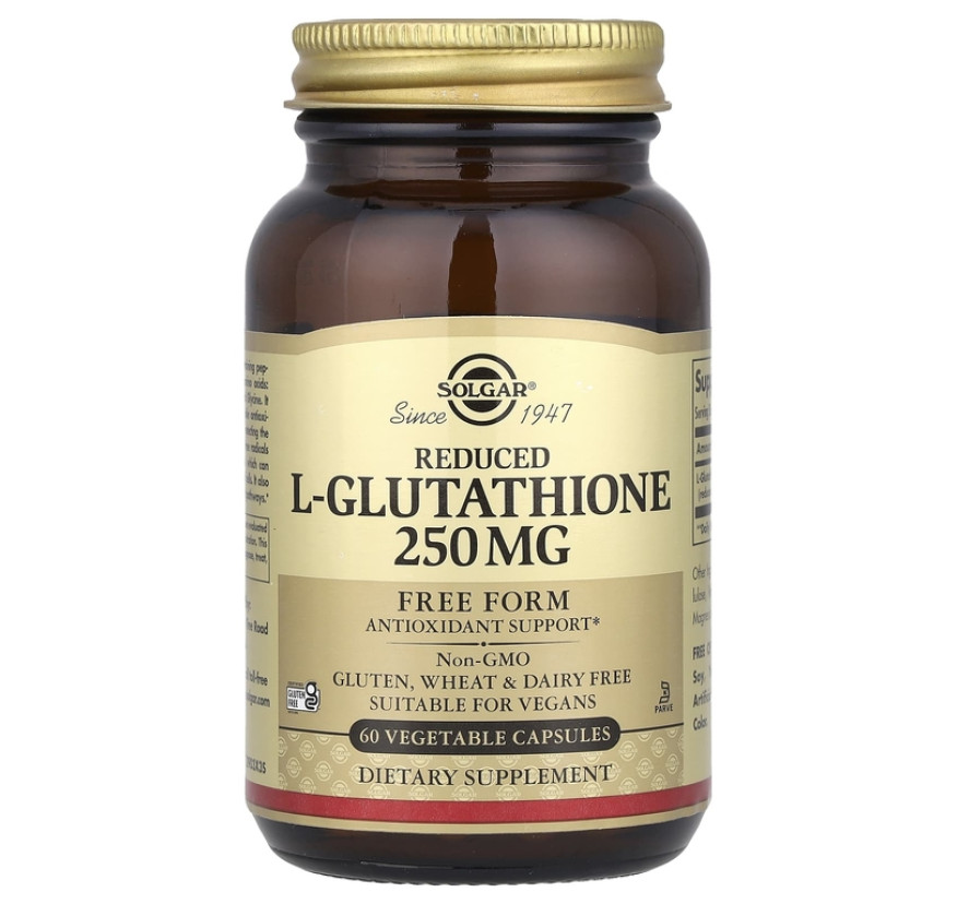 Solgar, Восстановленный L-глутатион, 250 мг, 60 растительных капсул
