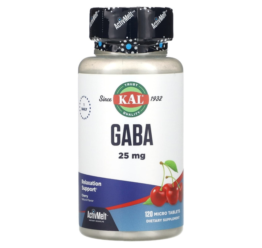 KAL, ГАМК, с вишневым вкусом, 25 мг, 120 микротаблеток