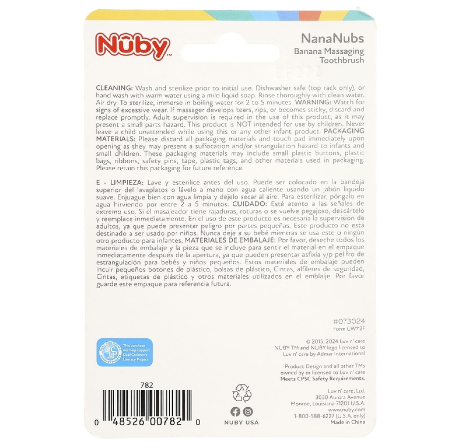 Nuby, Nana Nubs, массажная зубная щетка с бананом, для детей от 3 месяцев, 1 шт.