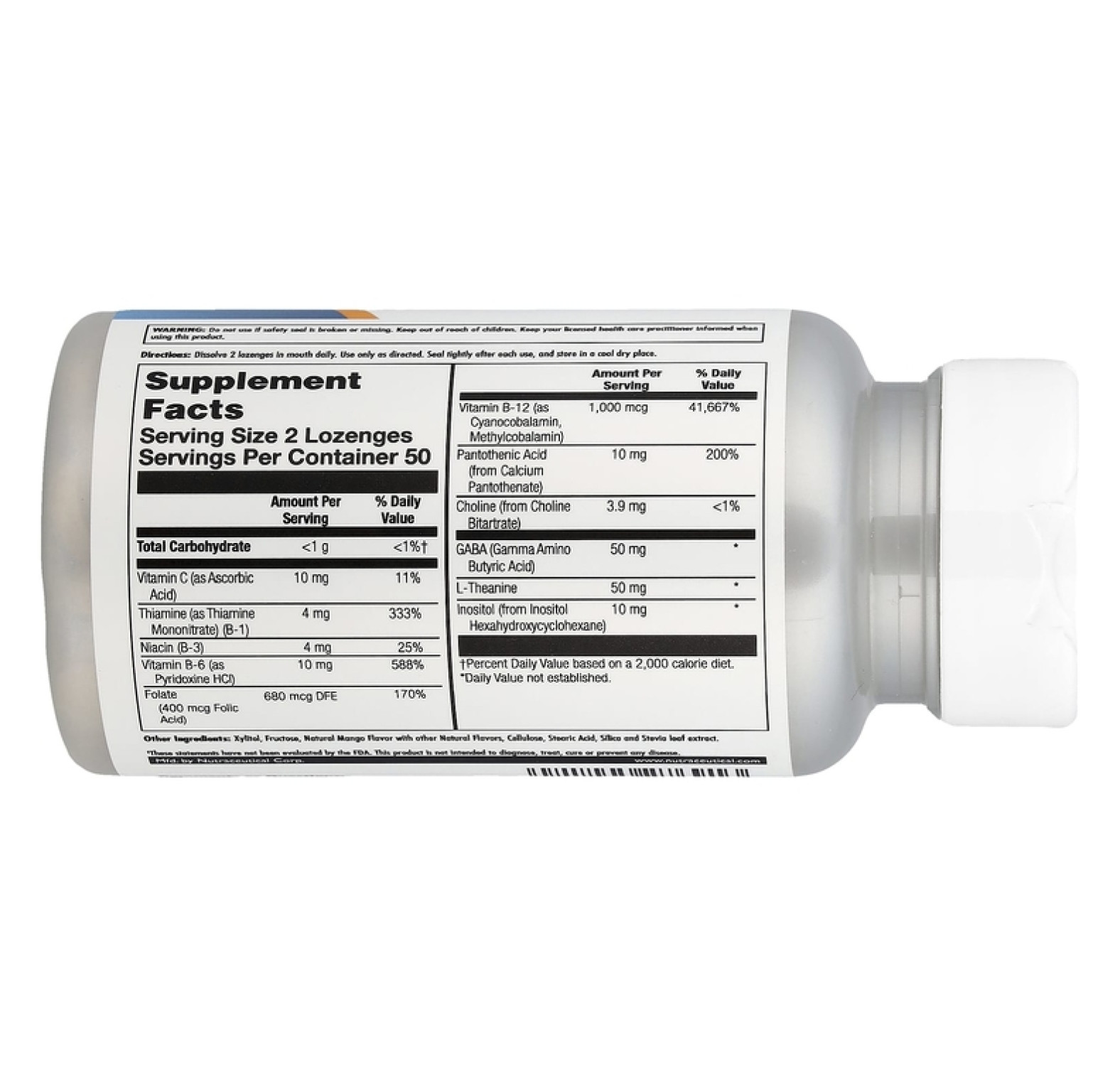 KAL, ГАМК, L-теанин, таблетки Stress B, натуральный аромат манго и танжерина, 100 таблеток