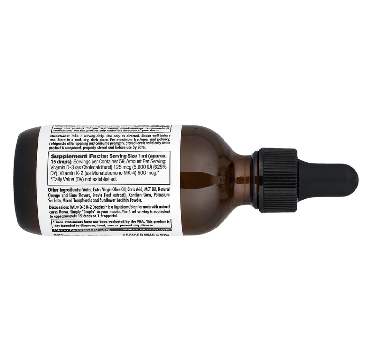 KAL, D-3 K-2, капли, с цитрусовым вкусом, 59 мл