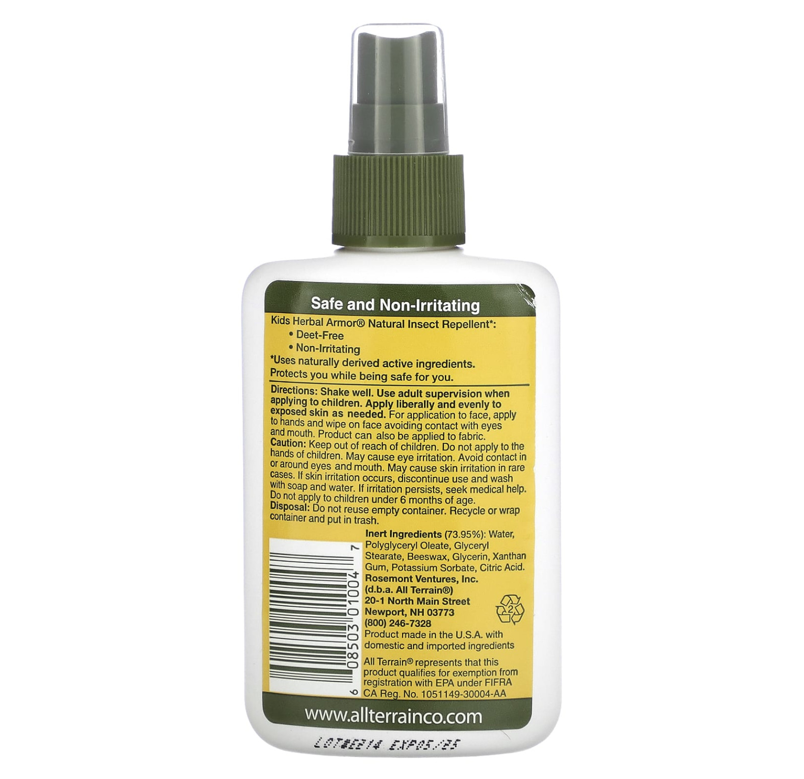 All Terrain, Kids Herbal Armor, натуральный спрей от насекомых, 120 мл