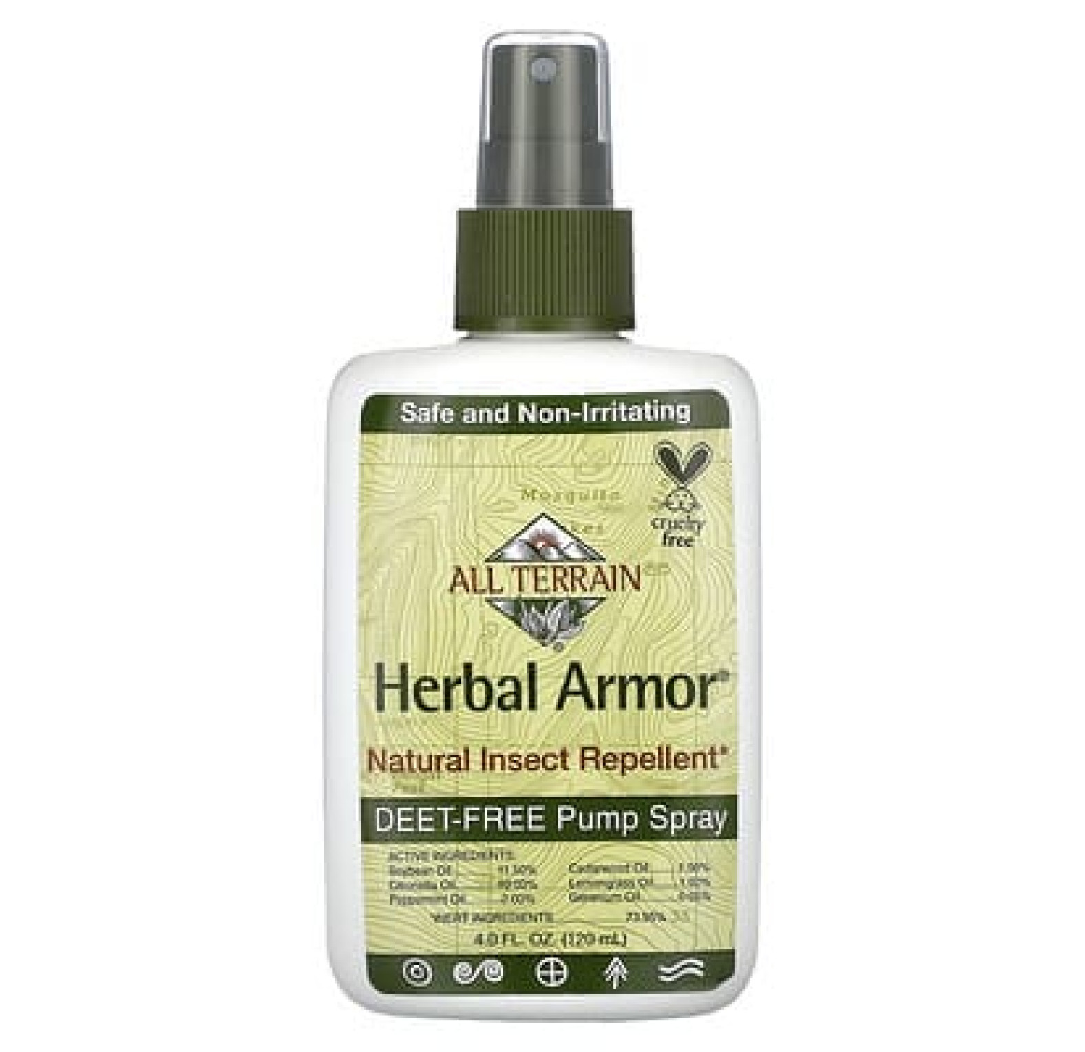 All Terrain, Herbal Armor, натуральный репелент от насекомых, 120 мл