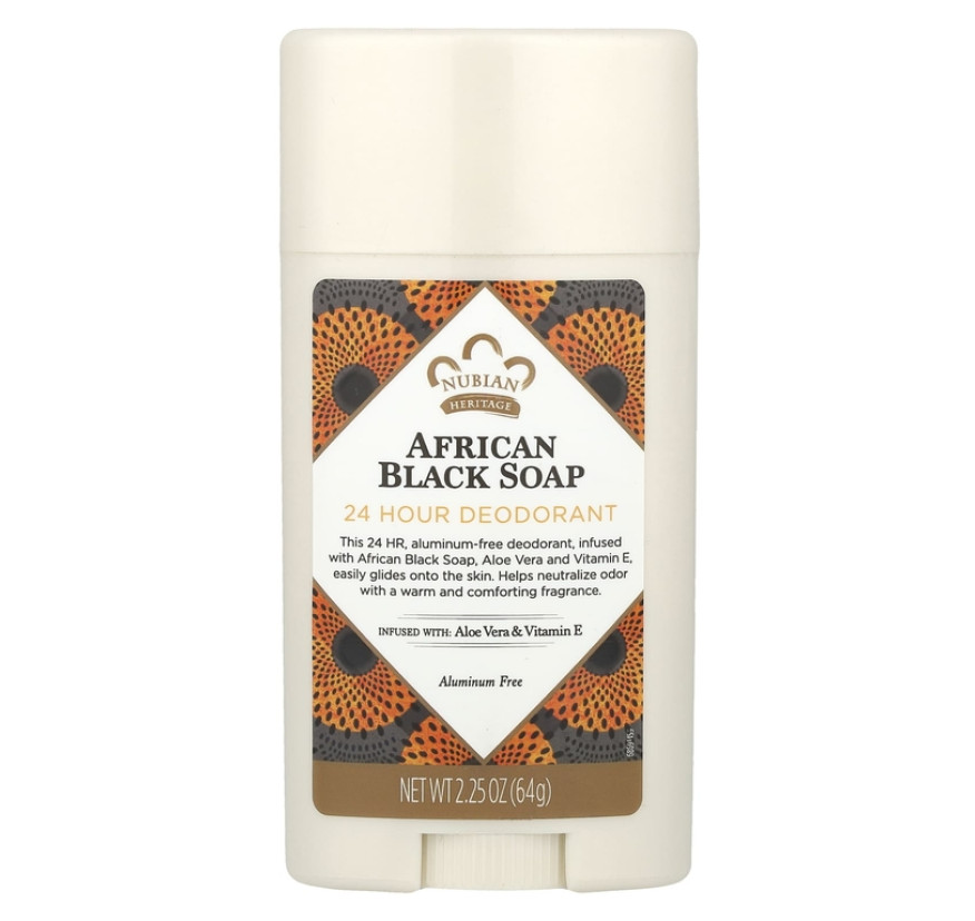 Nubian Heritage, Дезодорант с защитой 24 часа, африканское черное мыло, 64 г