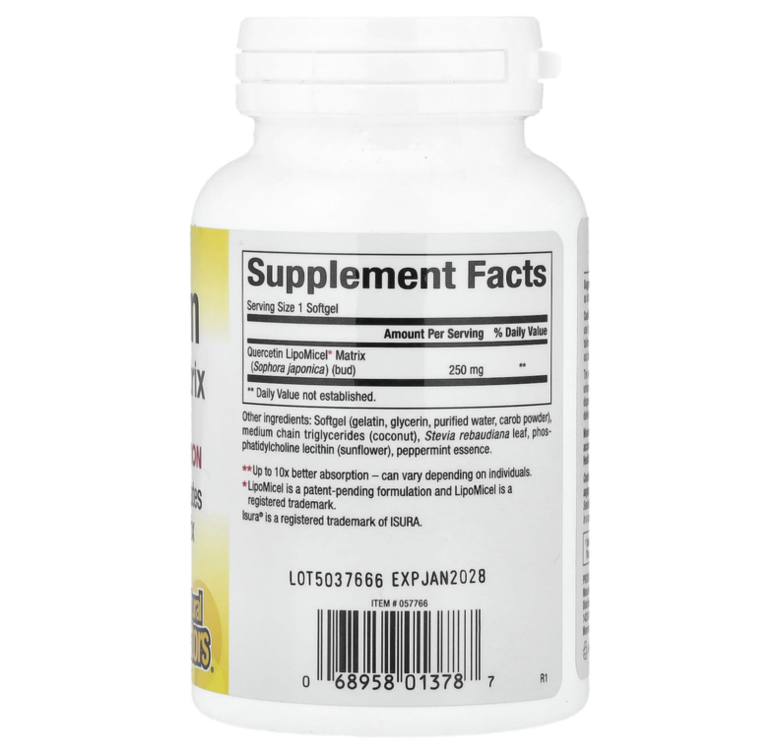 Natural Factors, LipoMicel, кверцетин, 250 мг, 60 капсул с жидкостью