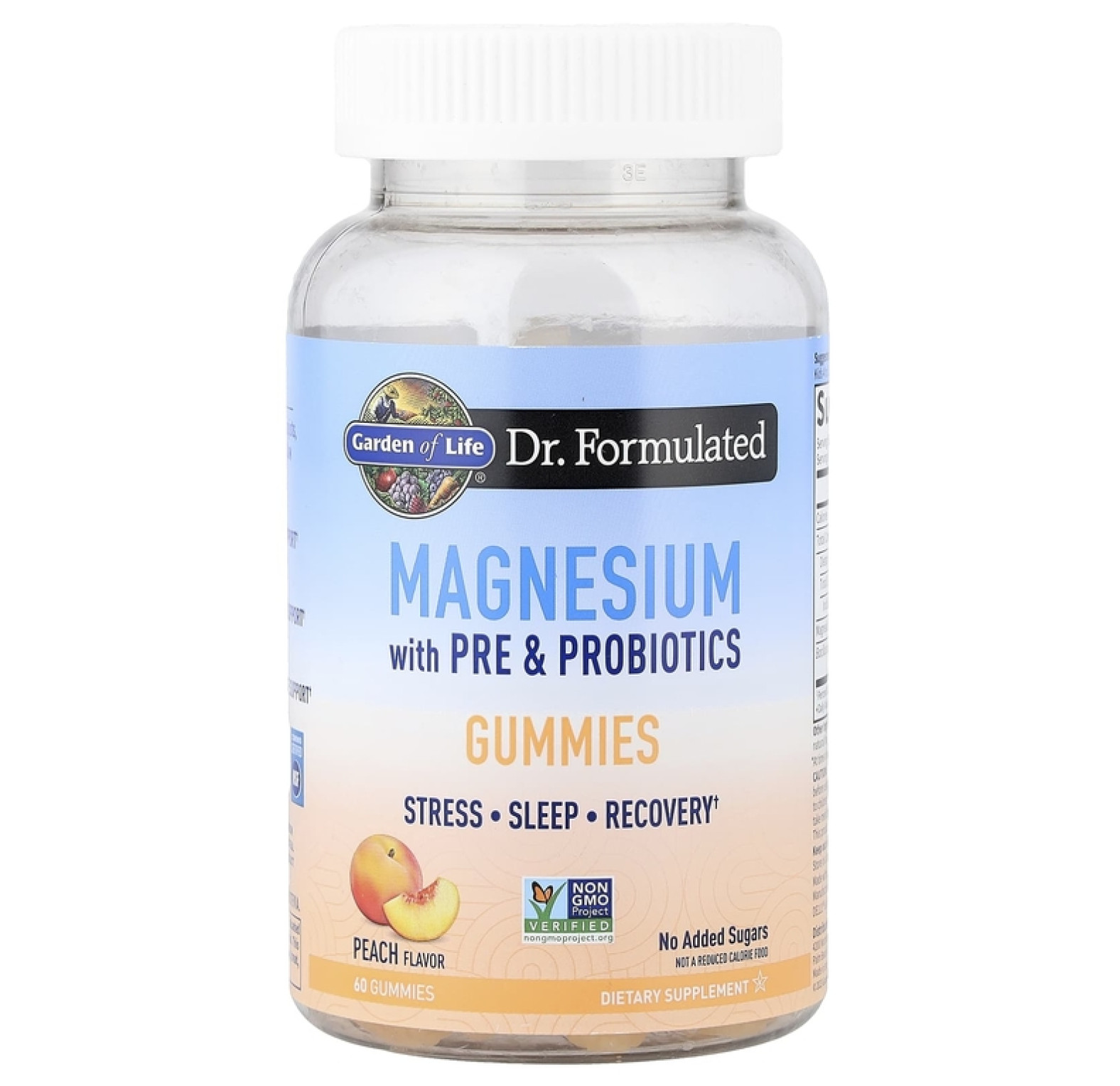 Garden of Life, Магний с пребиотиками и пробиотиками, персик, 60 жевательных таблеток
