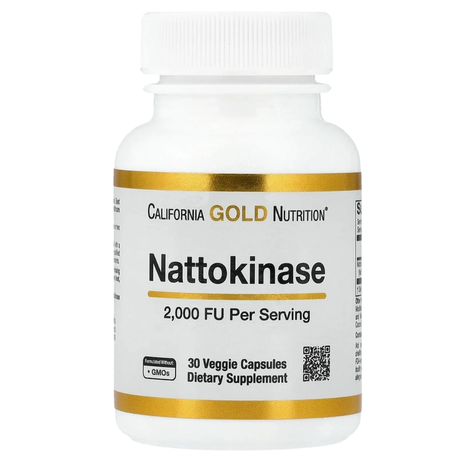 California Gold Nutrition, Наттокиназа,протеолитический фермент,2000 FU, 30 растительных капсул