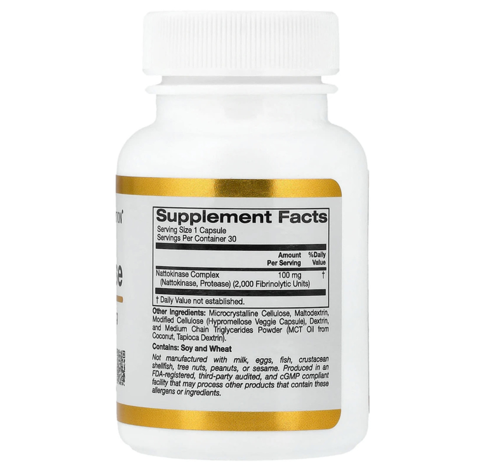 California Gold Nutrition, Наттокиназа,протеолитический фермент,2000 FU, 30 растительных капсул