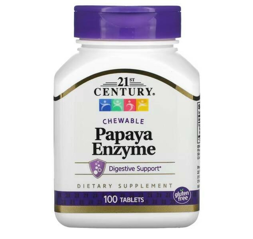 21st Century, ферменты папайи, 100 жевательных таблеток