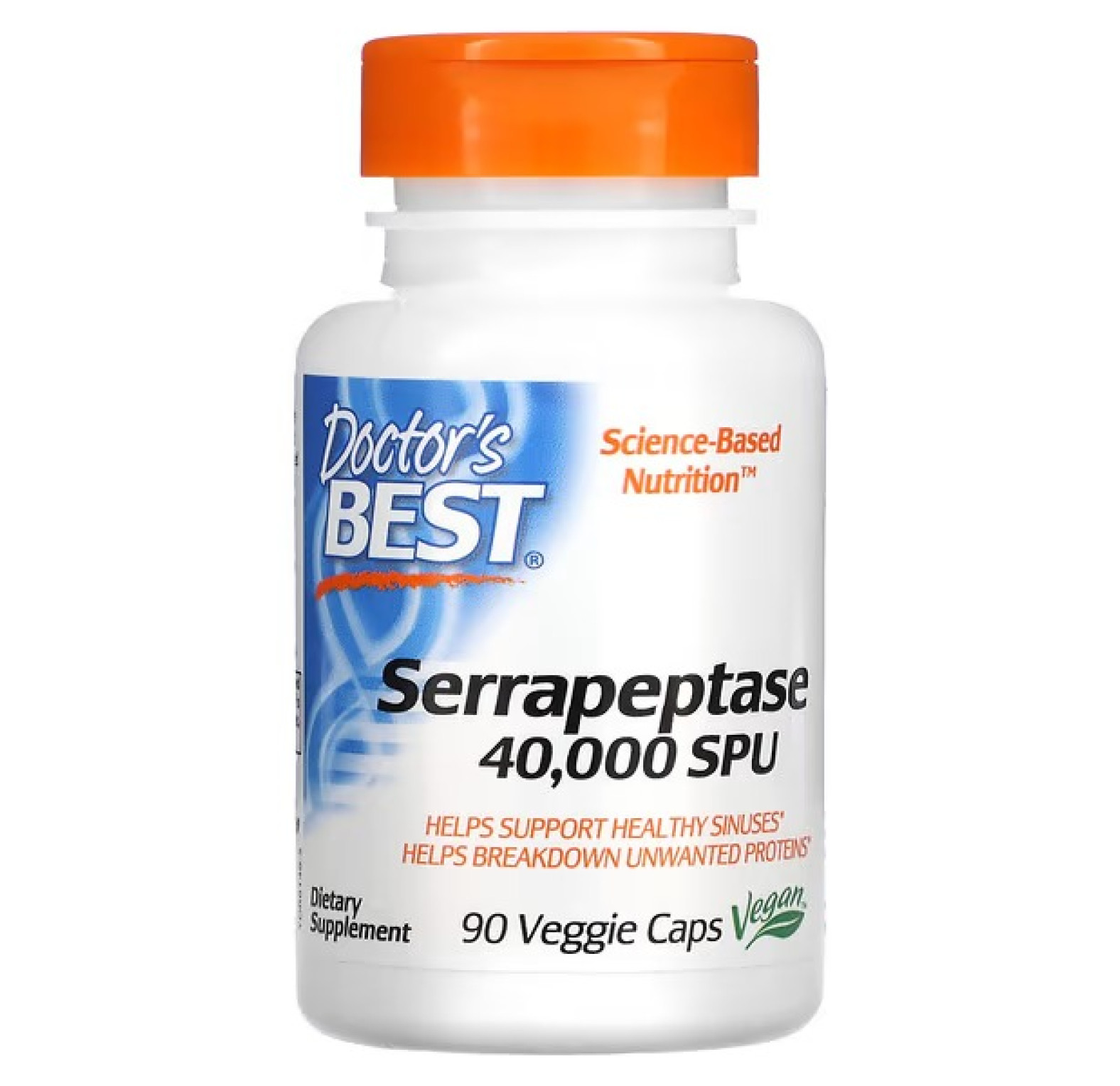 Doctor's Best, серрапептаза Best, 40 000 SPU, 90 вегетарианских капсул