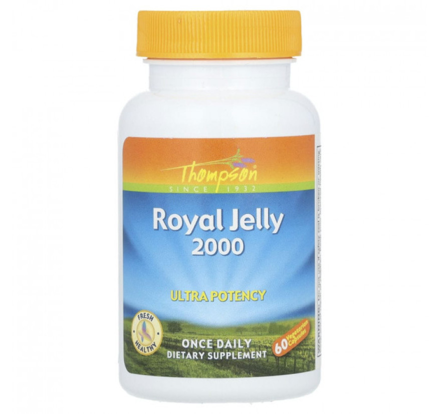Thompson, маточное молочко, высокая эффективность, 2000 мг, 60 вегетарианских капсул