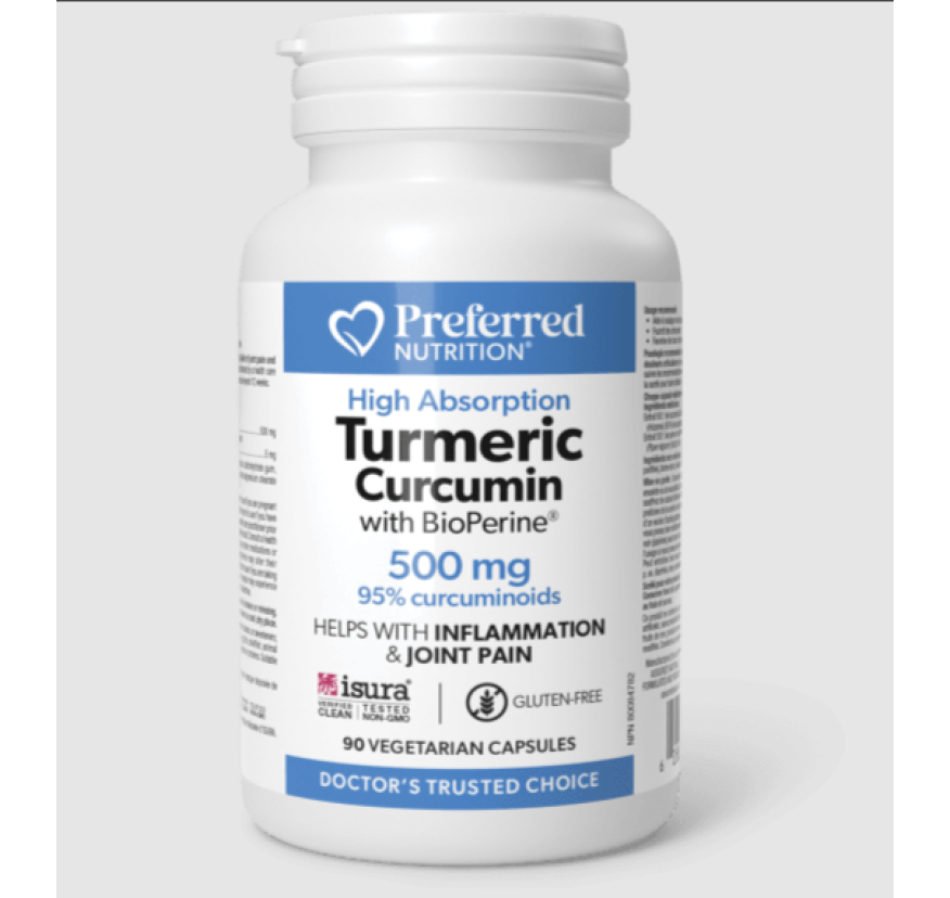 Preferred Nutrition, Капсулы с куркумином 500 мг (с биоперином), 90 вегетарианских капсул