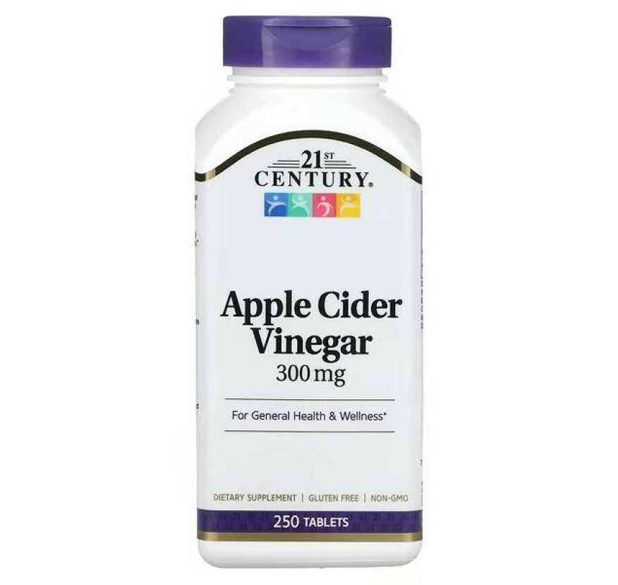 21st Century, яблочный уксус, 300 мг, 250 таблеток