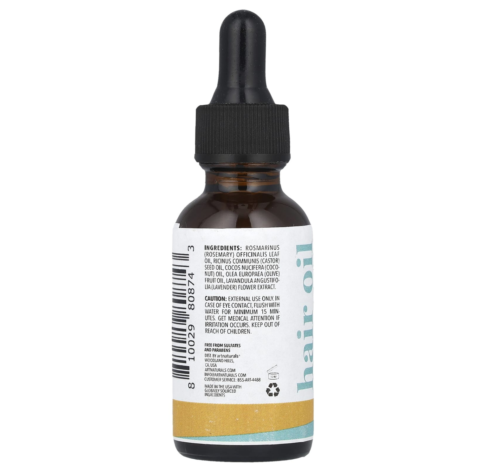 Artnaturals, масло для волос с розмарином и касторовым маслом, 30 мл