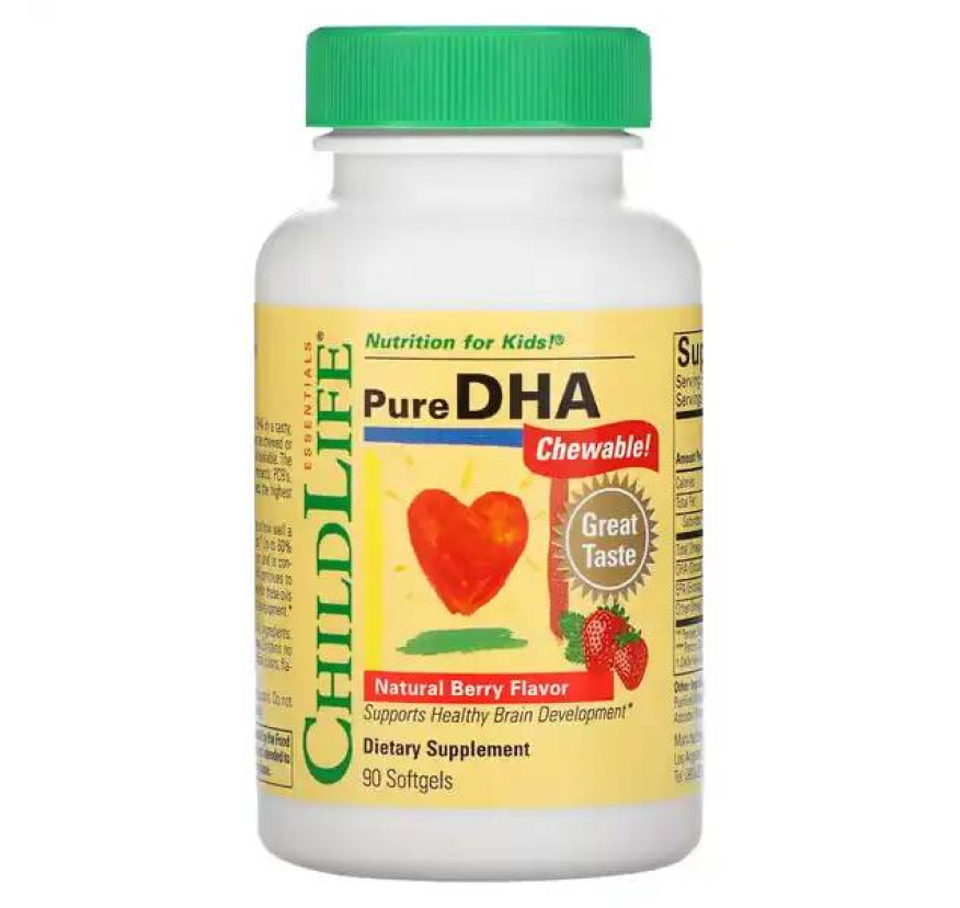ChildLife Essentials, чистая ДГК, с натуральным ягодным вкусом, 90 капсул