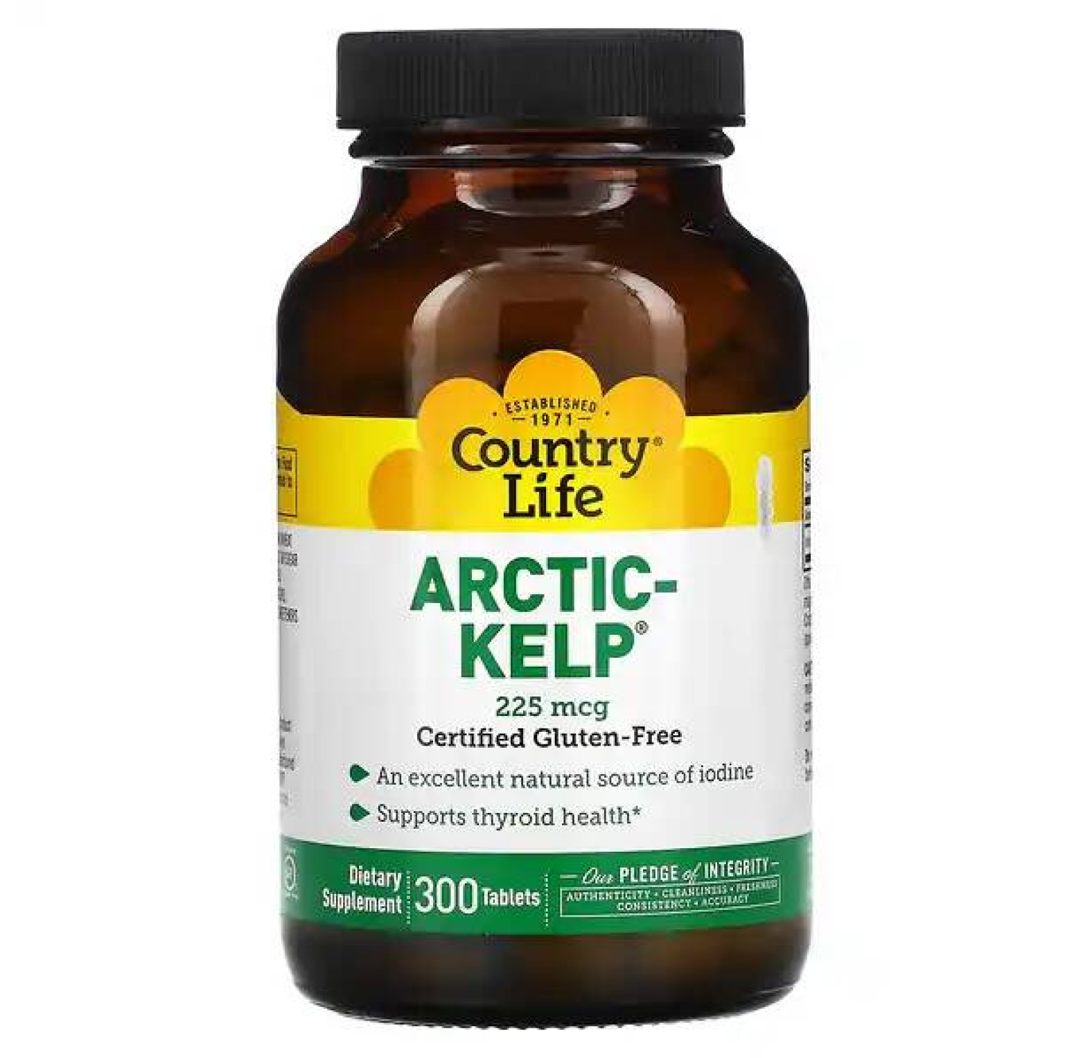 Country Life, Arctic-Kelp, арктические бурые водоросли, 225 мкг, 300 таблеток