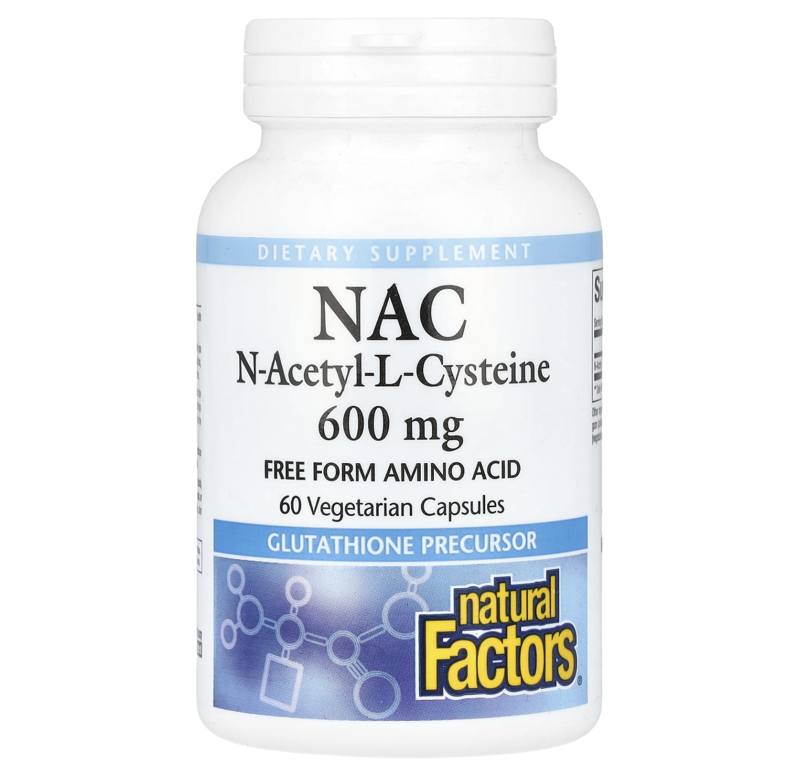 Natural Factors, NAC, N-ацетил-L-цистеин, 600 мг, 60 вегетарианских капсул