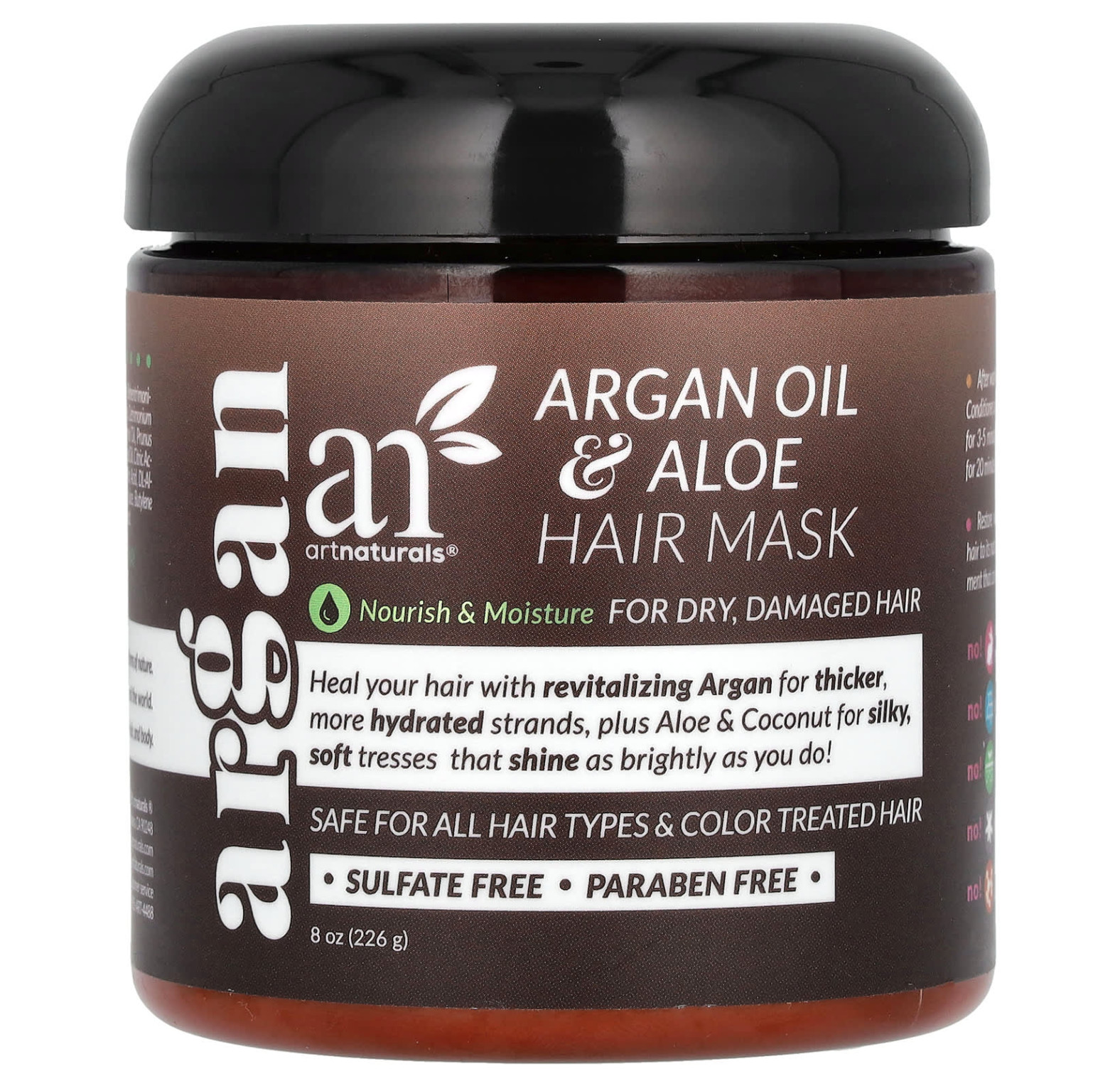 Artnaturals, Маска для волос с аргановым маслом и алоэ artnaturals, для сухих и поврежденных волос, 8 унций (226 г)