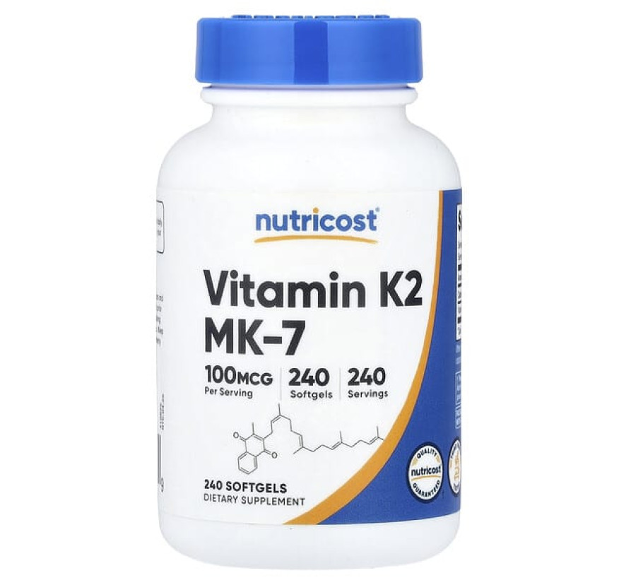 Nutricost, витамин K2 MK-7, 100 мкг, 240 капсул
