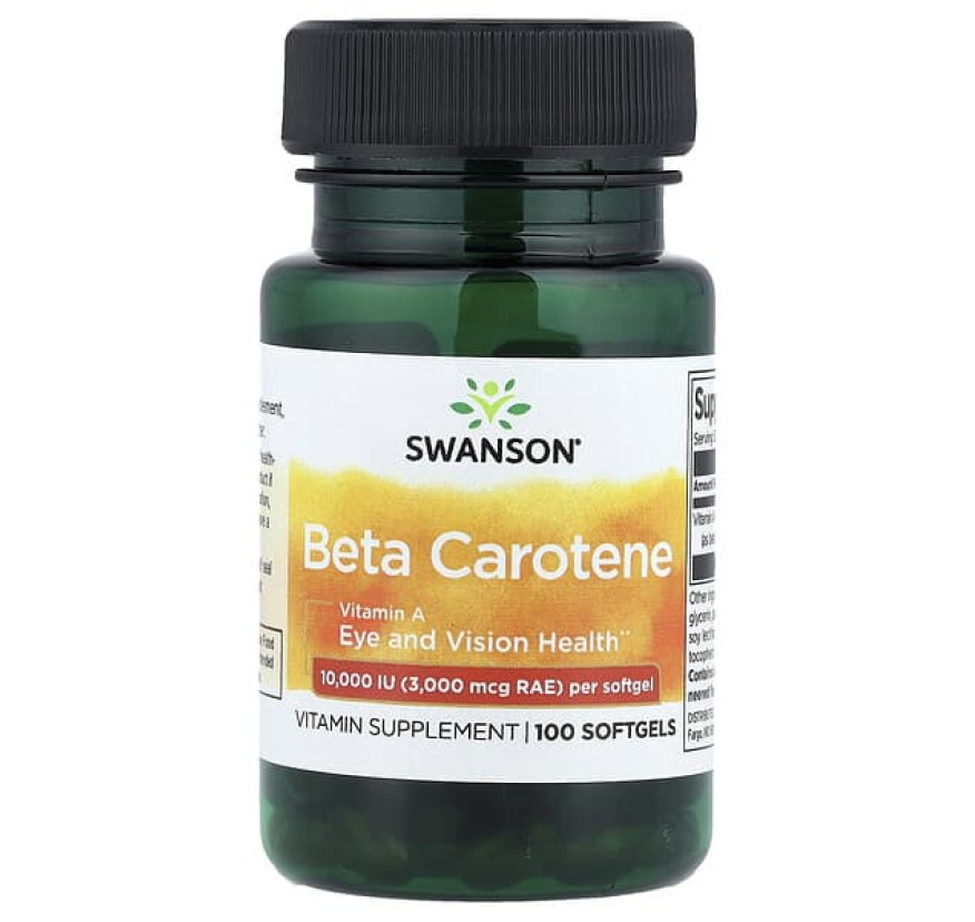 Swanson Vitamins, Бета-каротин, 10 000 МЕ (3000 мкг RAE), 100 мягких таблеток
