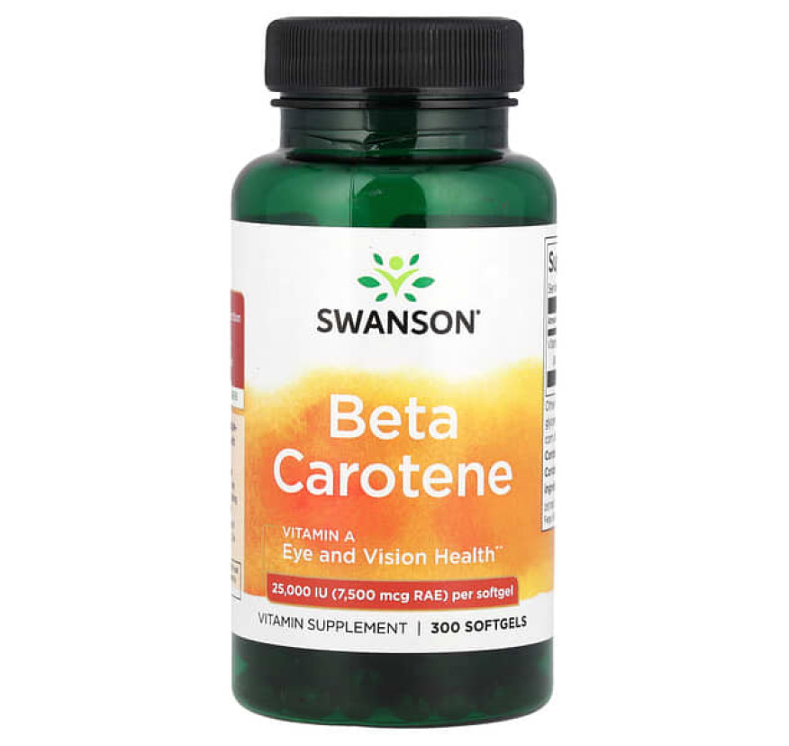 Swanson Vitamins, Бета-каротин, 25000 МЕ (7500 мкг RAE), 300 мягких таблеток