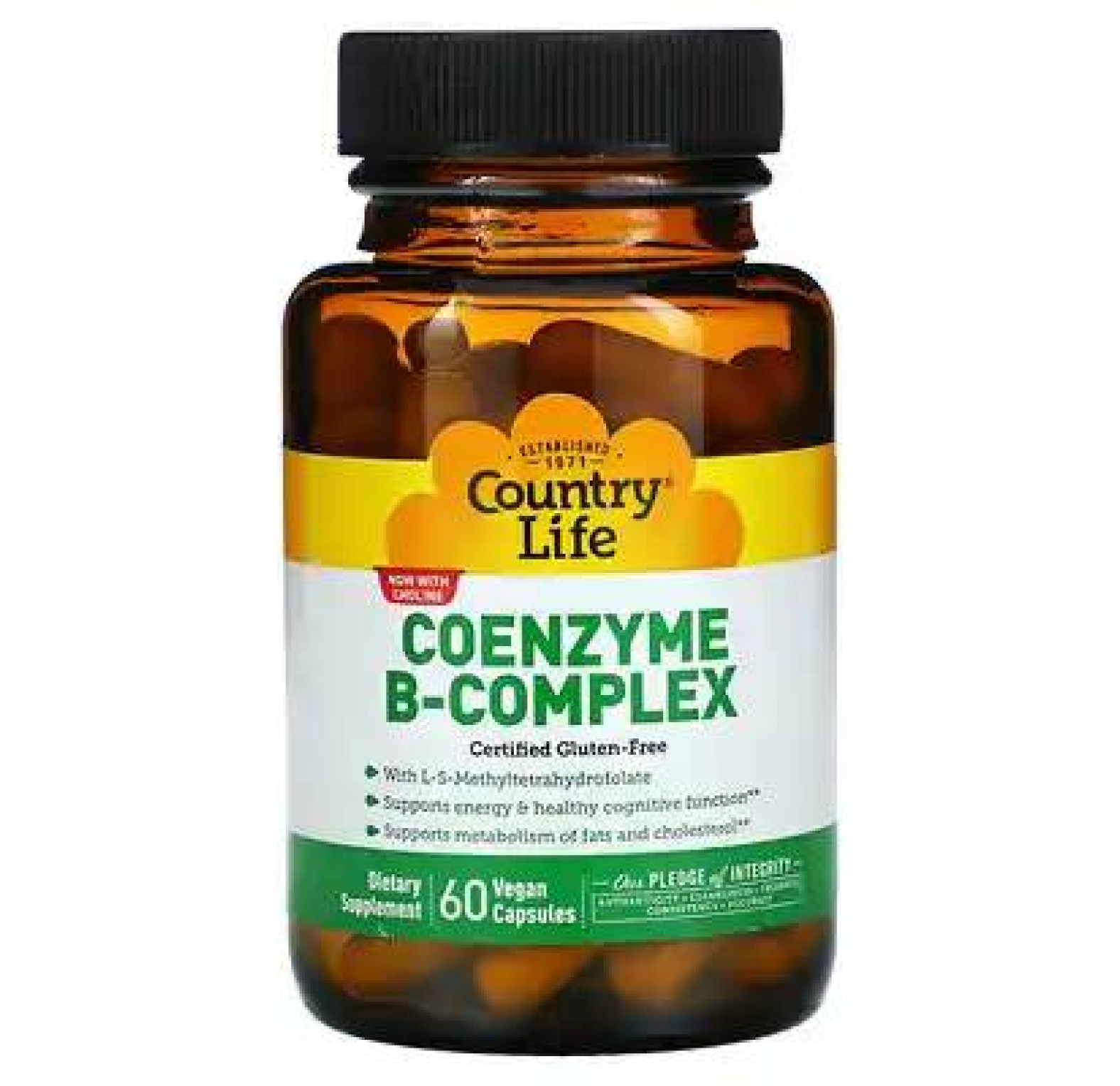 Country Life, комплекс коэнзимов группы B, 60 вегетарианских капсул