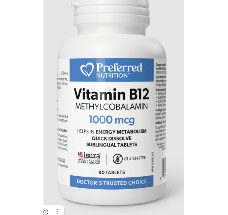 Preferred Nutrition, Витамин B12, метилкобаламин, 1000 мкг, 90 таблеток