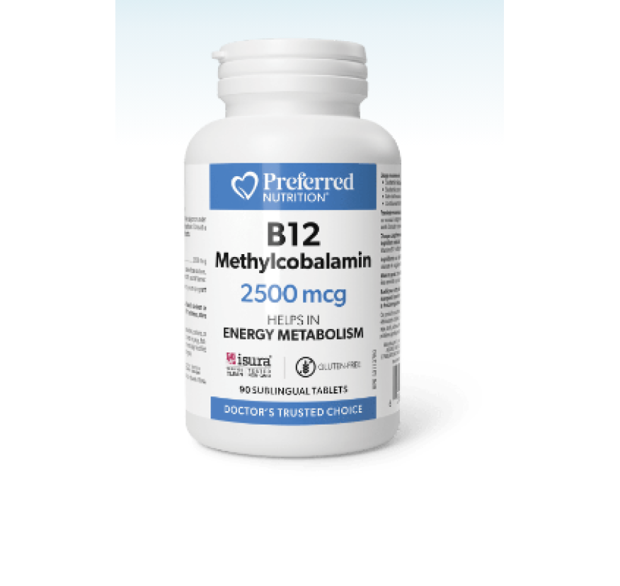 Preferred Nutrition, B12, Метилкобаламин, 2500 мкг, 90 таблеток