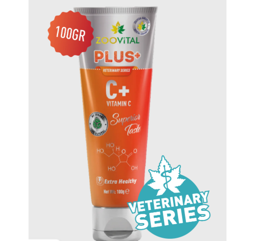 Zoovital Plus+, Vitamin C+, Кормовая добавка с витамином С для кошек и собак, 100 гр.