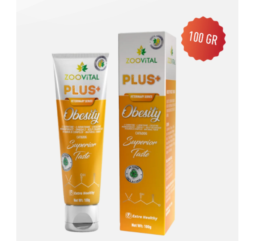 Zoovital Plus+, Obesity paste, Кормовая добавка для контроля веса для кошек и собак, 100 гр.