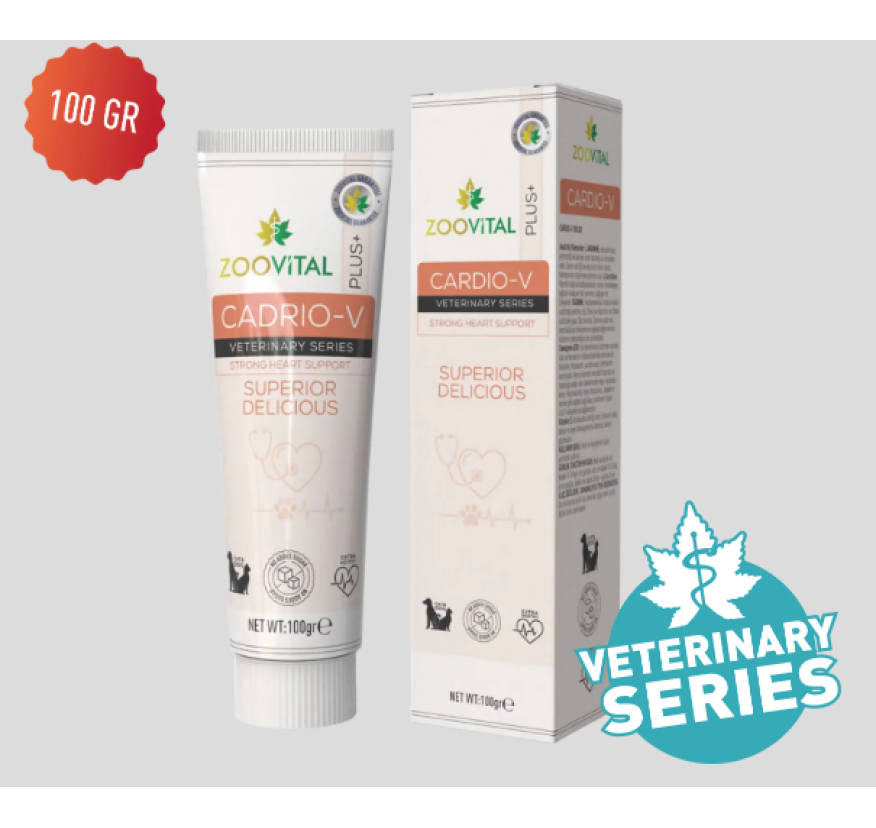 Zoovital Plus+, Сardio V, Кормовая добавка для поддержки сердца для кошек и собак, 100 гр