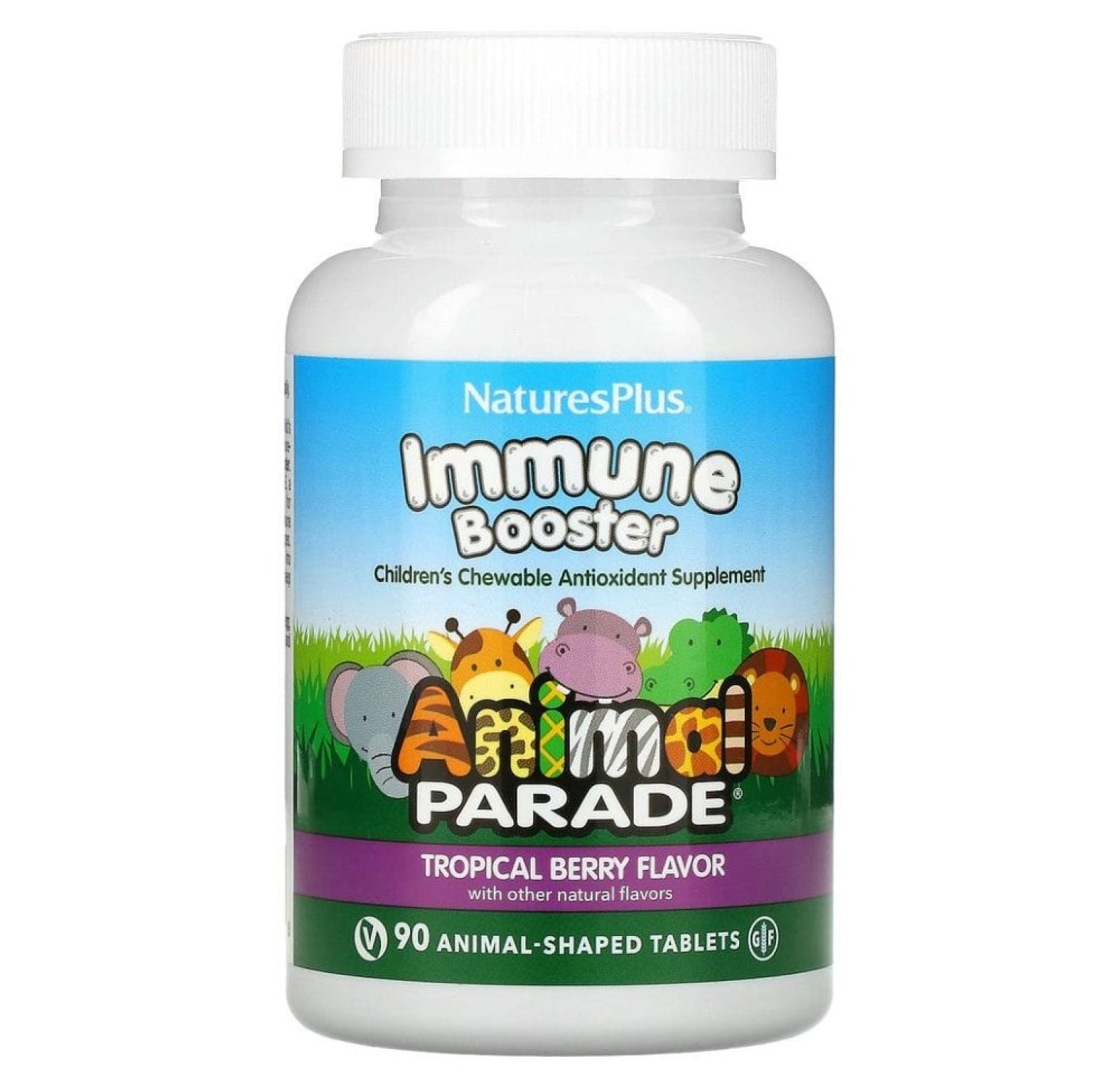 NaturesPlus, Source of Life, Animal Parade, добавка для укрепления детского иммунитета, вкус натуральных тропических ягод, 90 животных