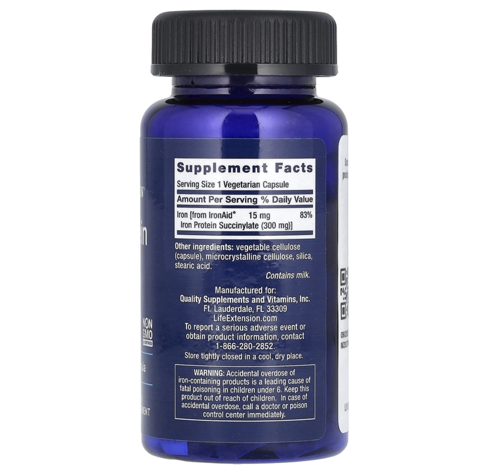 Life Extension, Iron Protein Plus, IronAid, железо плюс белок, 300 мг, 100 растительных капсул