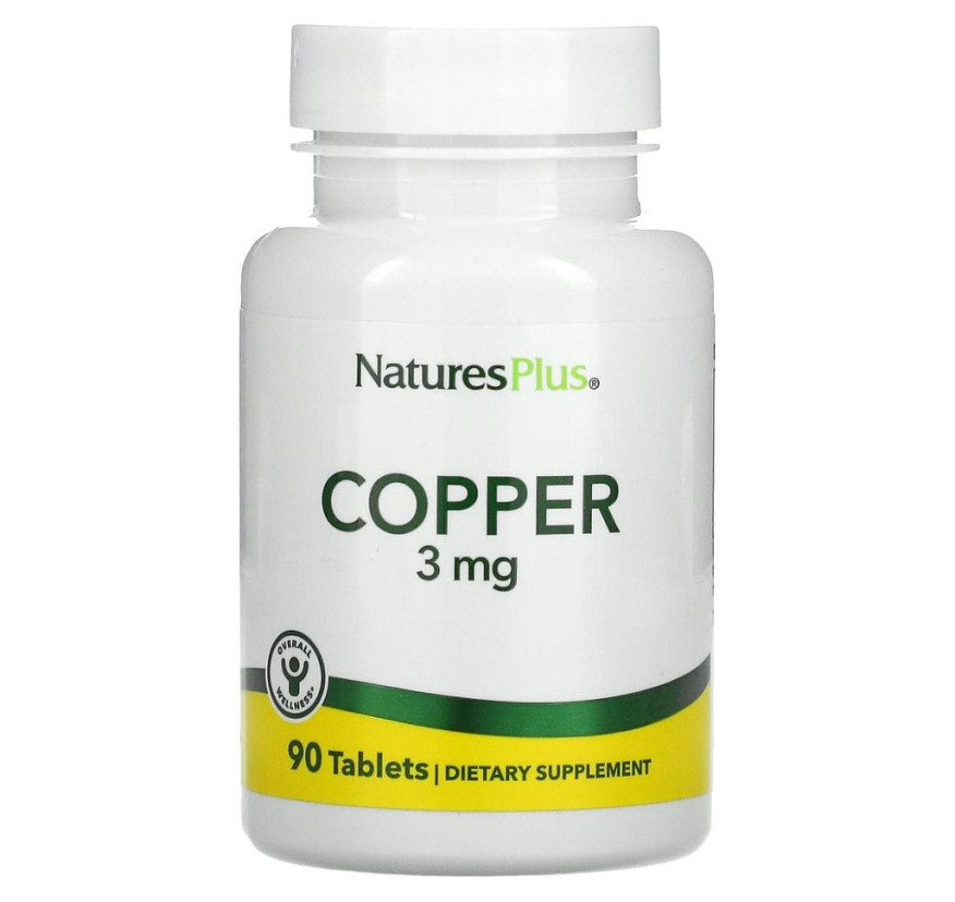 NaturesPlus, Медь, 3 мг, 90 таблеток