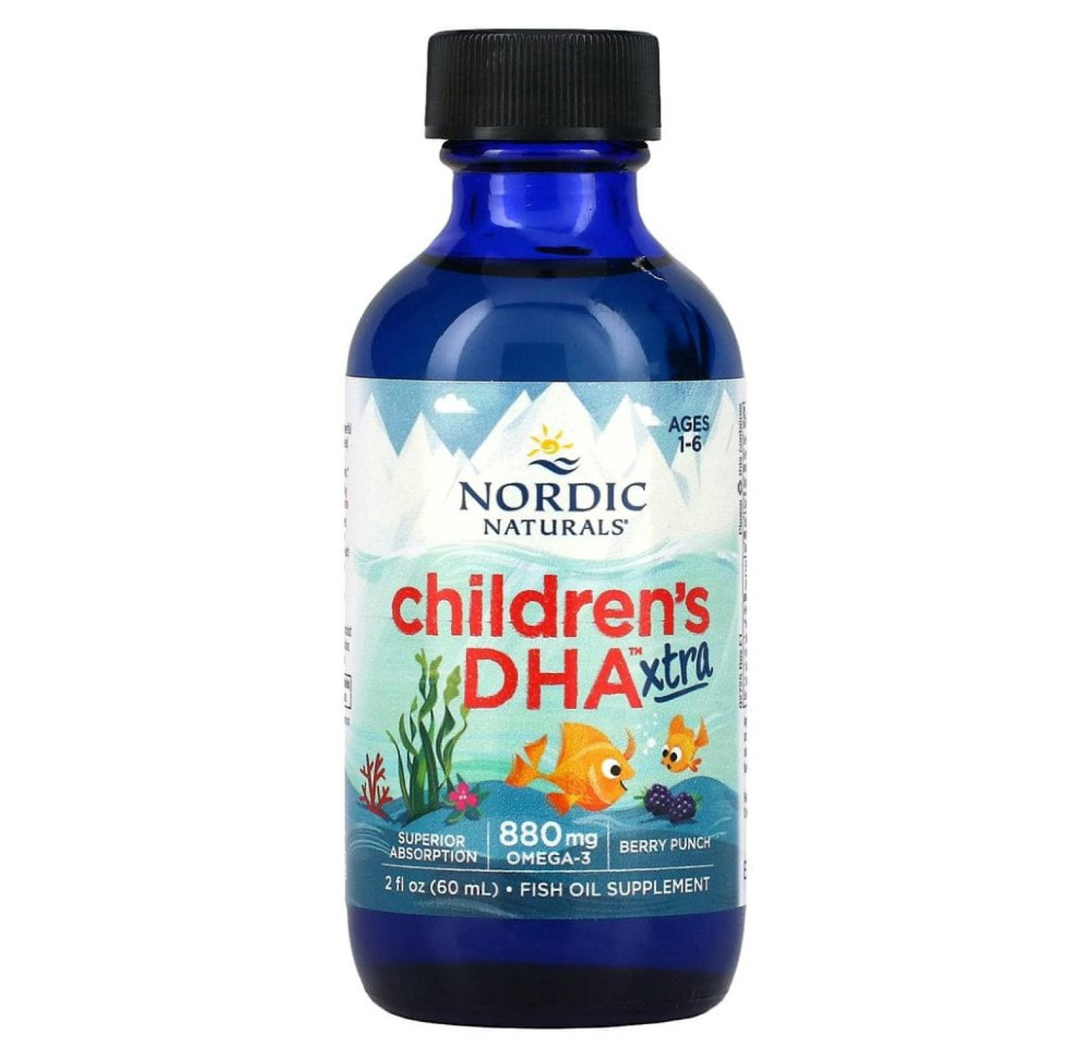 Nordic Naturals, Children's DHA Xtra, для детей возрастом 1–6 лет, вкус ягодного пунша, 880 мг, 60 мл (2 жидк. унции)