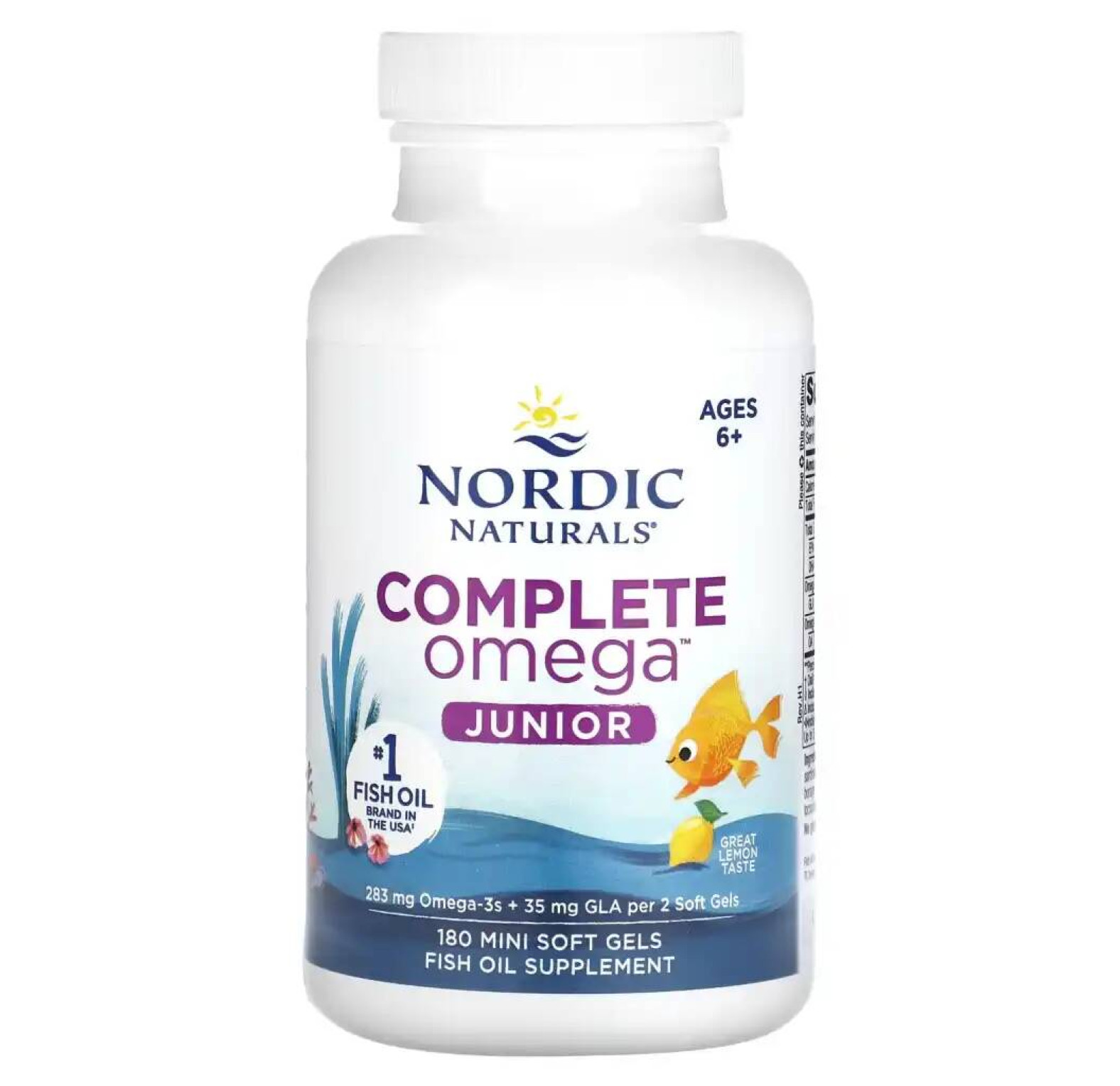 Nordic Naturals, Complete Omega Junior, для детей от 6 до 12 лет, лимон, 180 мини-капсул