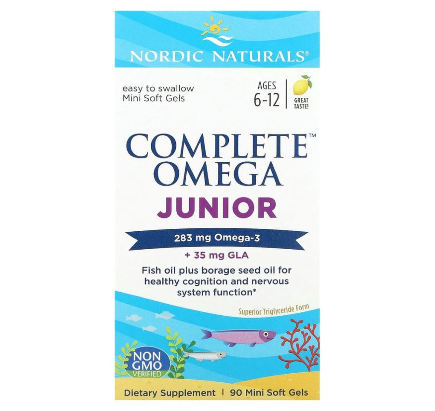 Nordic Naturals, Complete Omega, омега для детей от 6 до 12 лет, со вкусом лимона, 90 мини-капсул