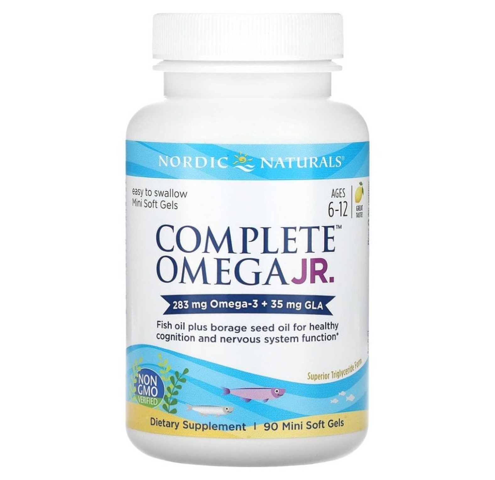 Nordic Naturals, Complete Omega, омега для детей от 6 до 12 лет, со вкусом лимона, 90 мини-капсул