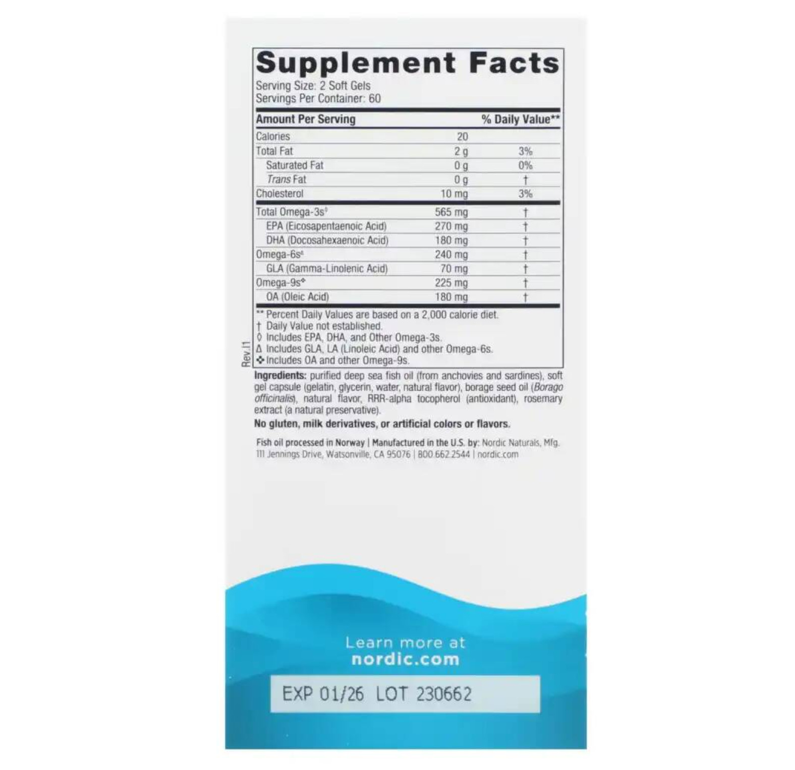 Nordic Naturals, Complete Omega, со вкусом лимона, 282,5 мг, 120 капсул