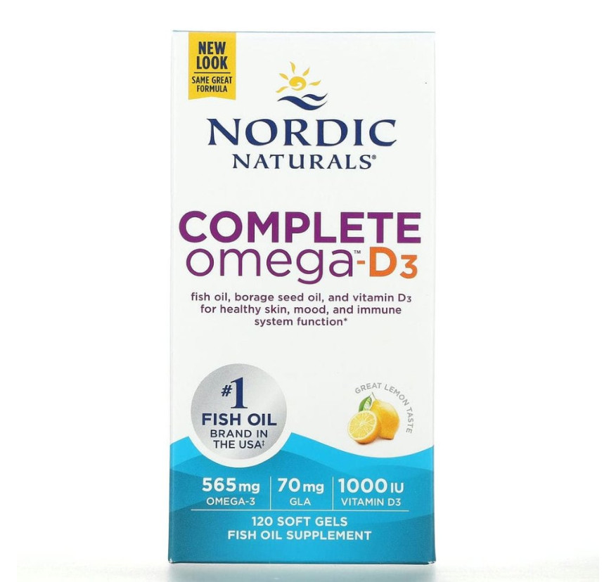 Nordic Naturals, Complete Omega-D3, со вкусом лимона, 565 мг, 120 капсул