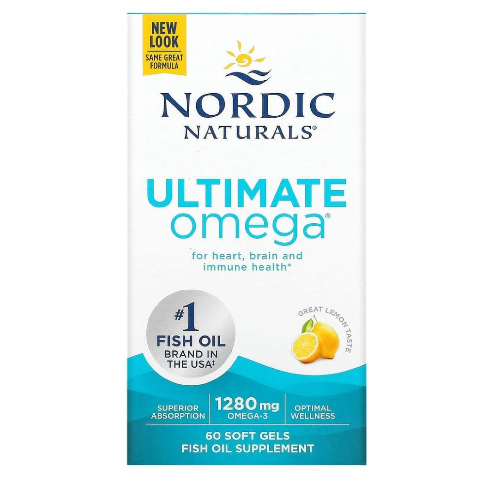 Nordic Naturals, Ultimate Omega, со вкусом лимона, 640 мг, 60 капсул