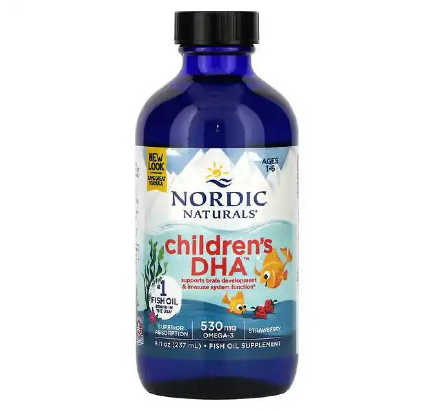 Nordic Naturals, ДГК для детей от 1 до 6 лет, клубника, 237 мл (8 жидк. Унций)