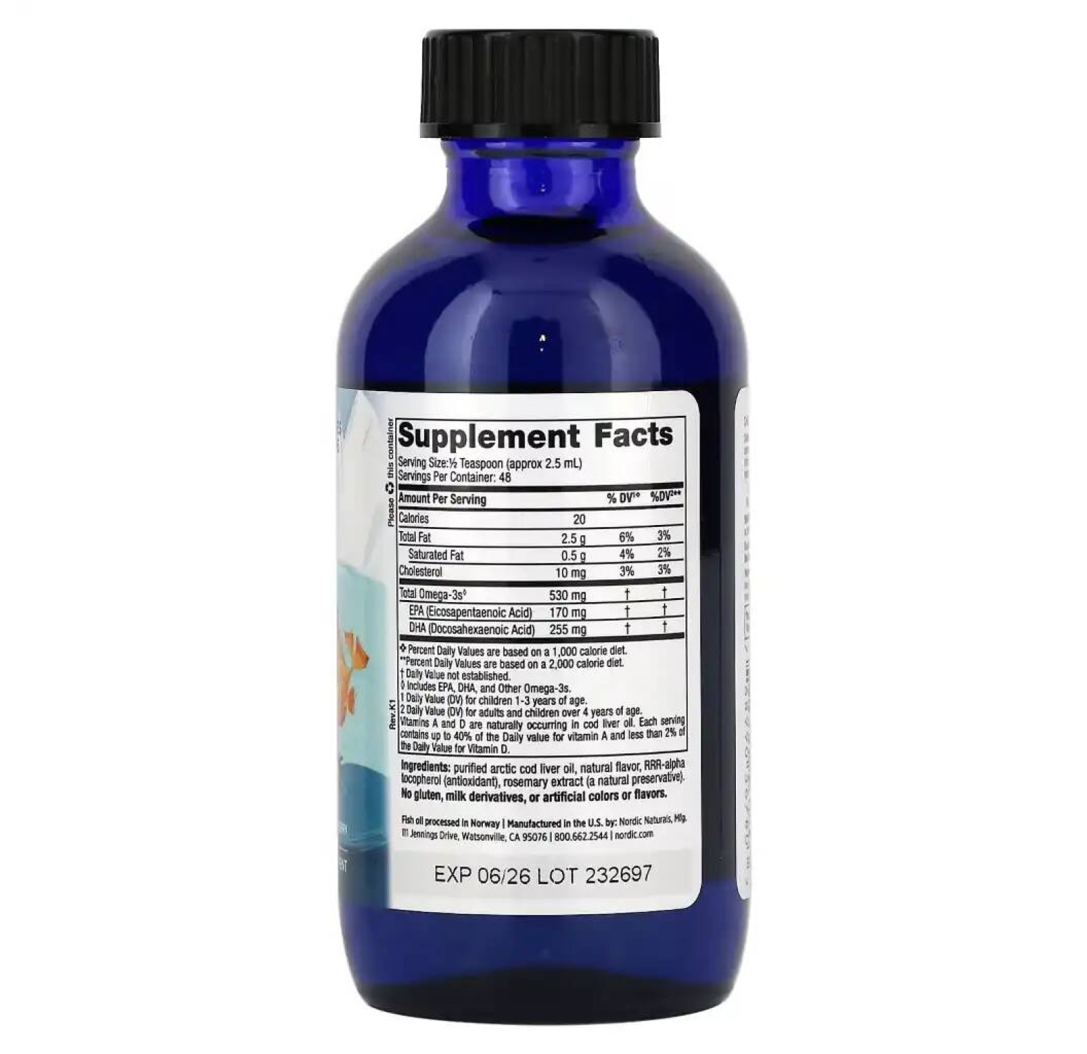 Nordic Naturals, ДГК для детей от 1 до 6 лет, со вкусом клубники, 530 мг, 119 мл (4 жидк. унции)